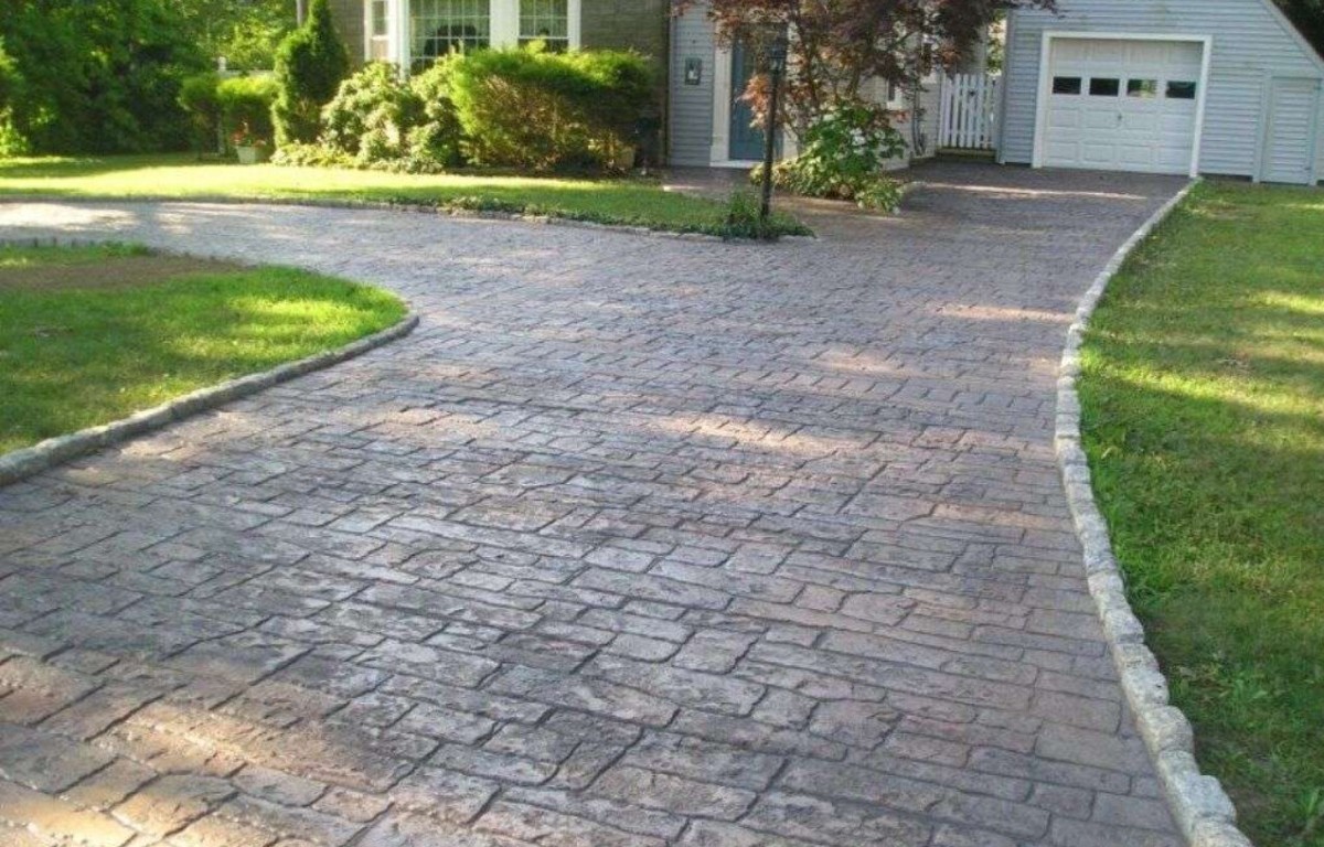 Paver-style concrete driveway at residential property in Alexandria, VA